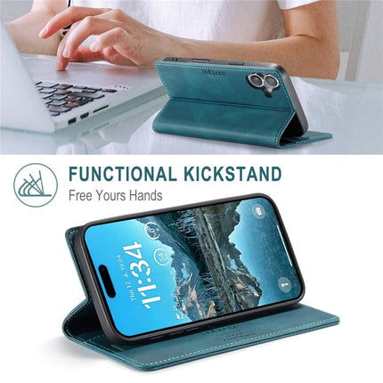 For iPhone 16 Plus Wallet Case AUTSPACE A01 Leather Stand Cover with RFID Blocking Card Holder