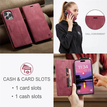 For iPhone 16 Pro Wallet Case AUTSPACE A01 Leather Stand Cover with RFID Blocking Card Holder