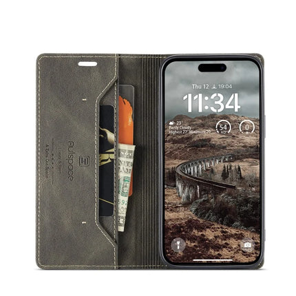 For iPhone 16 Pro Max Wallet Case AUTSPACE A01 Leather Stand Cover with RFID Blocking Card Holder
