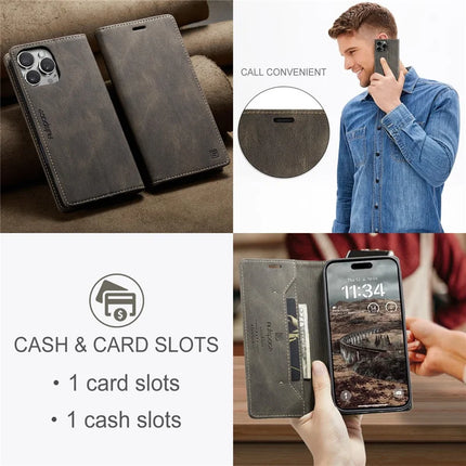 For iPhone 16 Pro Max Wallet Case AUTSPACE A01 Leather Stand Cover with RFID Blocking Card Holder