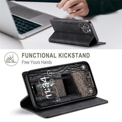 For iPhone 16 Pro Max Wallet Case AUTSPACE A01 Leather Stand Cover with RFID Blocking Card Holder