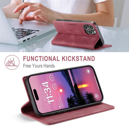 For iPhone 16 Pro Max Wallet Case AUTSPACE A01 Leather Stand Cover with RFID Blocking Card Holder