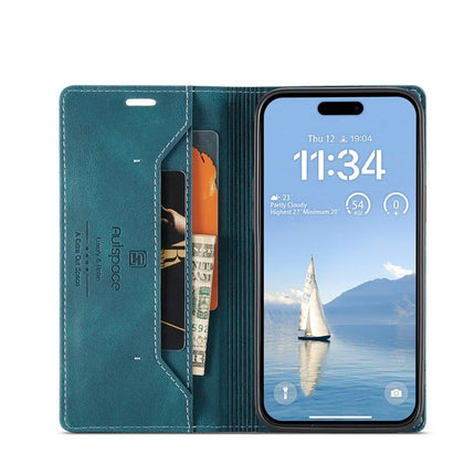 For iPhone 16 Pro Max Wallet Case AUTSPACE A01 Leather Stand Cover with RFID Blocking Card Holder