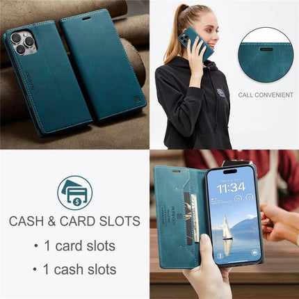 For iPhone 16 Pro Max Wallet Case AUTSPACE A01 Leather Stand Cover with RFID Blocking Card Holder