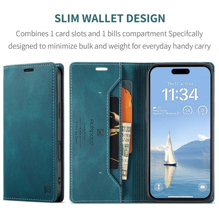 For iPhone 16 Pro Max Wallet Case AUTSPACE A01 Leather Stand Cover with RFID Blocking Card Holder