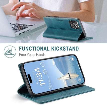 For iPhone 16 Pro Max Wallet Case AUTSPACE A01 Leather Stand Cover with RFID Blocking Card Holder