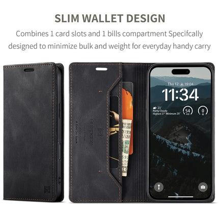 For iPhone 16 Wallet Case AUTSPACE A01 Leather Stand Cover with RFID Blocking Card Holder