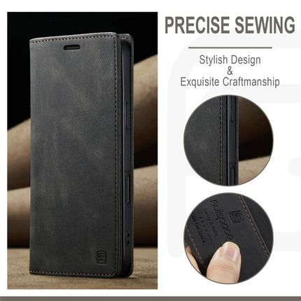 For iPhone 16 Wallet Case AUTSPACE A01 Leather Stand Cover with RFID Blocking Card Holder