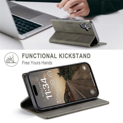 For iPhone 16 Wallet Case AUTSPACE A01 Leather Stand Cover with RFID Blocking Card Holder