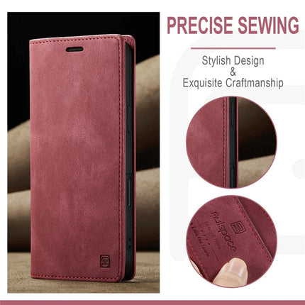 For iPhone 16 Wallet Case AUTSPACE A01 Leather Stand Cover with RFID Blocking Card Holder