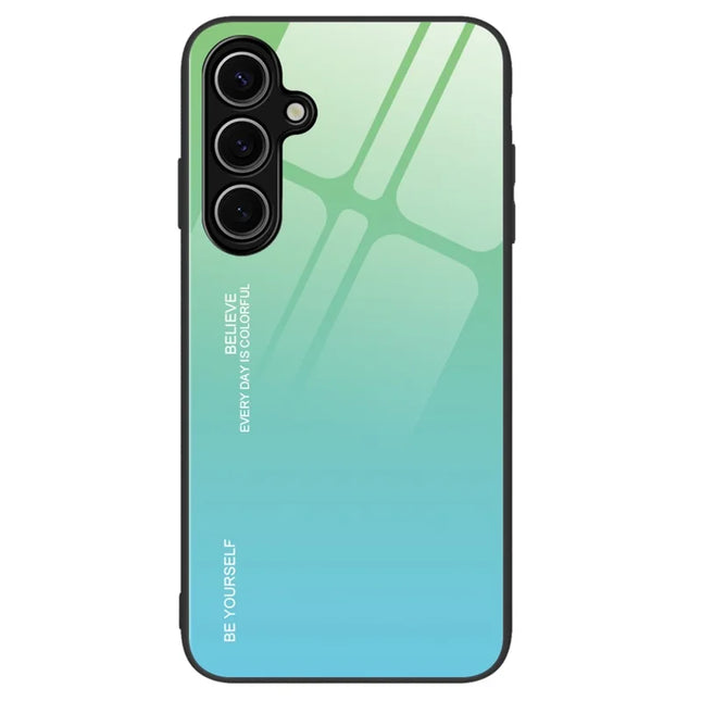 For Samsung Galaxy A26 5G Case Gradient Color Tempered Glass + TPU Phone Cover - Cyan  /  Blue