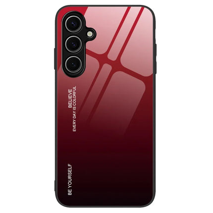 For Samsung Galaxy A26 5G Case Gradient Color Tempered Glass + TPU Phone Cover - Red  /  Black