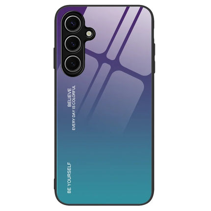 For Samsung Galaxy A26 5G Case Gradient Color Tempered Glass + TPU Phone Cover - Purple  /  Blue