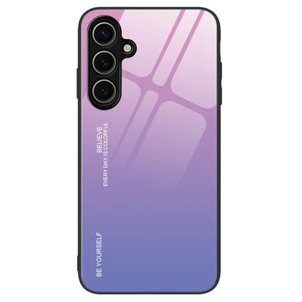 For Samsung Galaxy A26 5G Case Gradient Color Tempered Glass + TPU Phone Cover - Pink  /  Purple