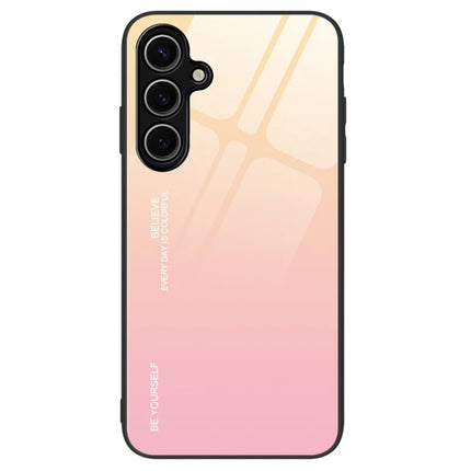 For Samsung Galaxy A26 5G Case Gradient Color Tempered Glass + TPU Phone Cover - Gold  /  Pink