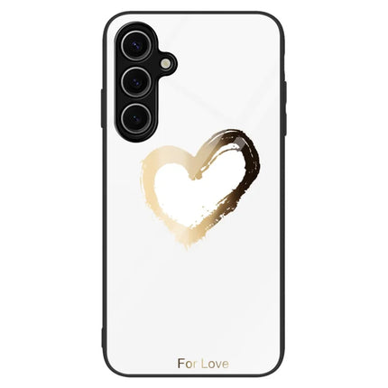 For Samsung Galaxy A26 5G Case Tempered Glass + PC + TPU Phone Protector Pattern Printing - Love  /  White