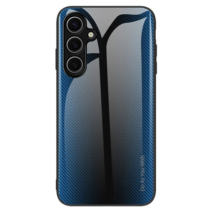 For Samsung Galaxy A26 5G Case Carbon Fiber Texture Tempered Glass + TPU Phone Cover - Baby Blue