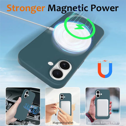 For iPhone 16 Plus Case Compatible with MagSafe Liquid Silicone Phone Cover with Camera Touch Control Button