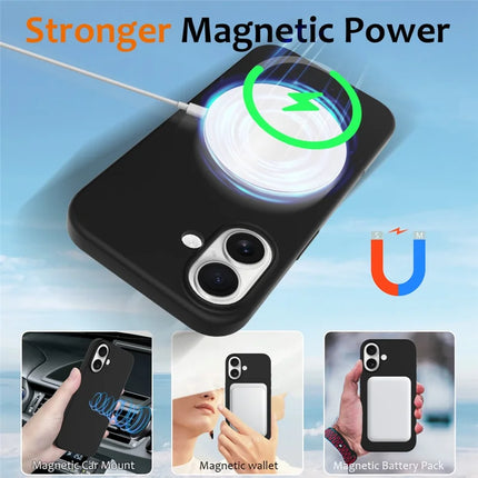 For iPhone 16 Plus Case Compatible with MagSafe Liquid Silicone Phone Cover with Camera Touch Control Button