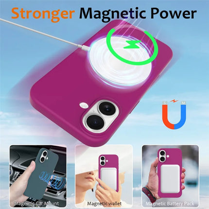 For iPhone 16 Plus Case Compatible with MagSafe Liquid Silicone Phone Cover with Camera Touch Control Button