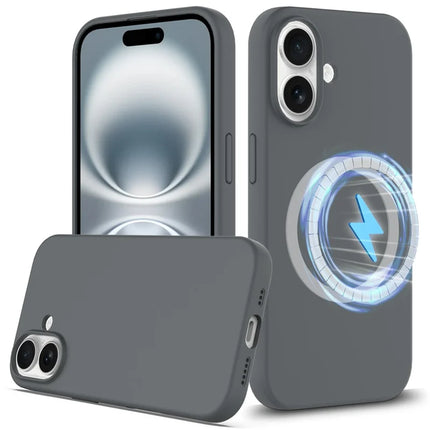 For iPhone 16 Plus Case Compatible with MagSafe Liquid Silicone Phone Cover with Camera Touch Control Button - Grey
