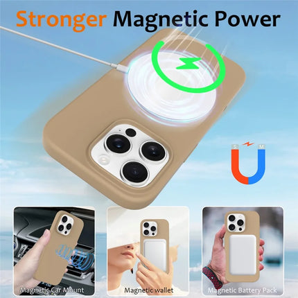 For iPhone 16 Pro Case Compatible with MagSafe Liquid Silicone Phone Cover with Camera Touch Control Button