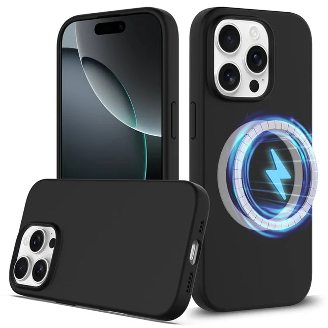For iPhone 16 Pro Max Case Compatible with MagSafe Liquid Silicone Phone Cover with Camera Touch Control Button - Black