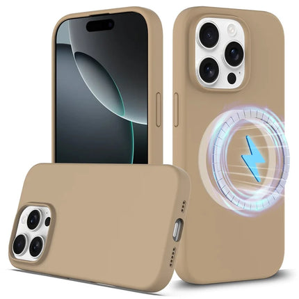 For iPhone 16 Pro Max Case Compatible with MagSafe Liquid Silicone Phone Cover with Camera Touch Control Button - Desert Gold