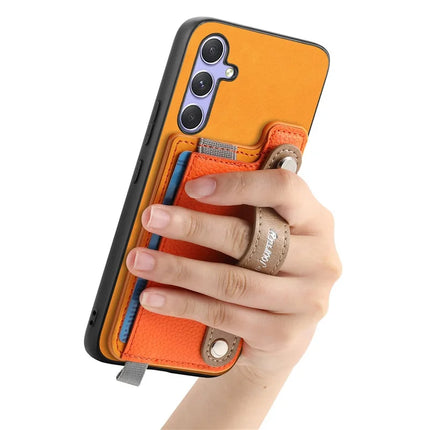 For Samsung Galaxy S23 FE Magnetic Leather Back Case with Detachable Card Holder and Wristband