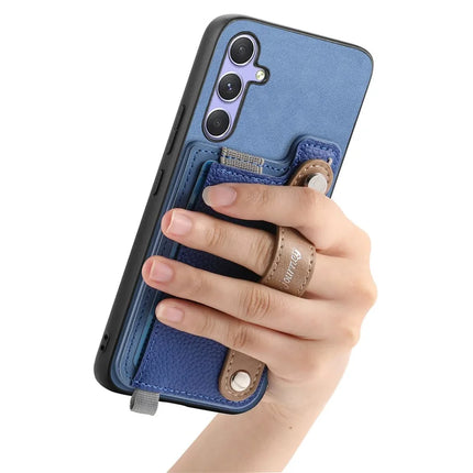 For Samsung Galaxy S23 FE Magnetic Leather Back Case with Detachable Card Holder and Wristband