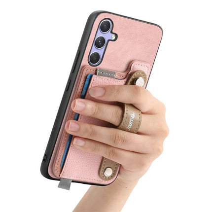 For Samsung Galaxy S23 FE Magnetic Leather Back Case with Detachable Card Holder and Wristband