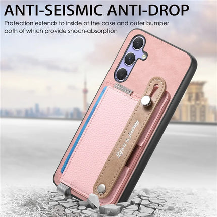 For Samsung Galaxy S23 FE Magnetic Leather Back Case with Detachable Card Holder and Wristband