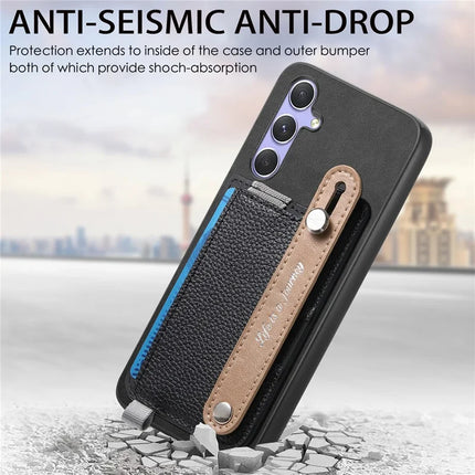 For Samsung Galaxy S23 FE Magnetic Leather Back Case with Detachable Card Holder and Wristband