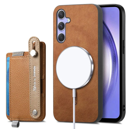 For Samsung Galaxy S23 FE Magnetic Leather Back Case with Detachable Card Holder and Wristband