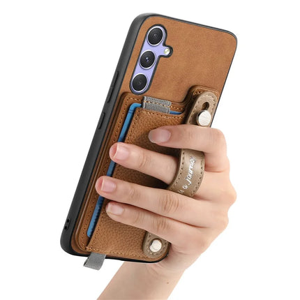 For Samsung Galaxy S23 FE Magnetic Leather Back Case with Detachable Card Holder and Wristband