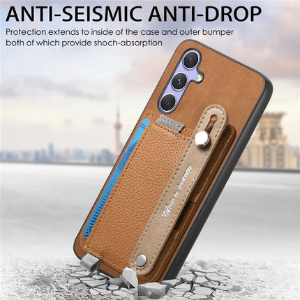 For Samsung Galaxy S23 FE Magnetic Leather Back Case with Detachable Card Holder and Wristband