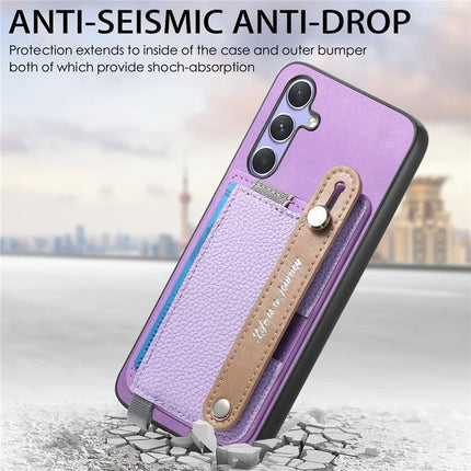 For Samsung Galaxy S23 FE Magnetic Leather Back Case with Detachable Card Holder and Wristband