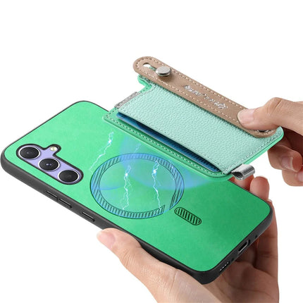 For Samsung Galaxy S23 FE Magnetic Leather Back Case with Detachable Card Holder and Wristband