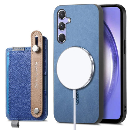 For Samsung Galaxy A05s 4G Magnetic Leather Back Case with Detachable Card Holder and Wristband