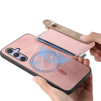 For Samsung Galaxy A05s 4G Magnetic Leather Back Case with Detachable Card Holder and Wristband