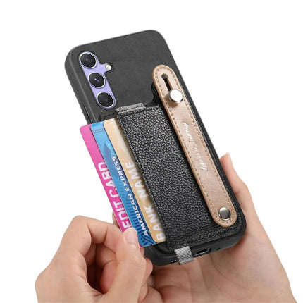 For Samsung Galaxy A05s 4G Magnetic Leather Back Case with Detachable Card Holder and Wristband