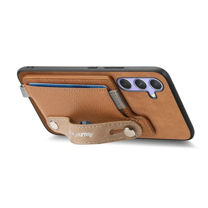 For Samsung Galaxy A05s 4G Magnetic Leather Back Case with Detachable Card Holder and Wristband