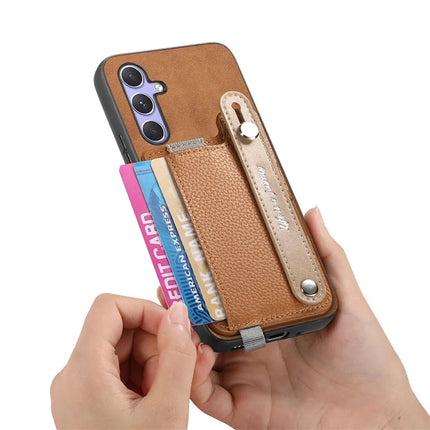For Samsung Galaxy A05s 4G Magnetic Leather Back Case with Detachable Card Holder and Wristband