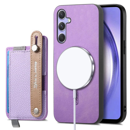 For Samsung Galaxy A05s 4G Magnetic Leather Back Case with Detachable Card Holder and Wristband