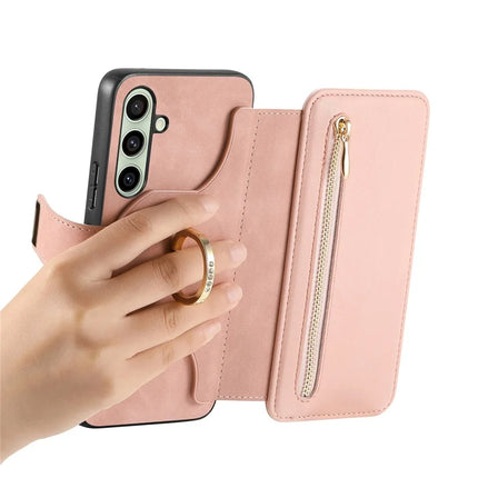 For Samsung Galaxy A05s 4G Magnetic Leather Case with Detachable RFID Blocking Zipper Wallet Cover