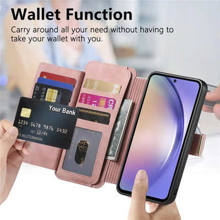 For Samsung Galaxy A05s 4G Magnetic Leather Case with Detachable RFID Blocking Zipper Wallet Cover