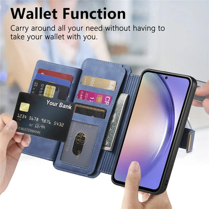 For Samsung Galaxy A05s 4G Magnetic Leather Case with Detachable RFID Blocking Zipper Wallet Cover
