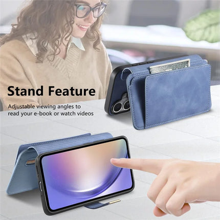 For Samsung Galaxy A05s 4G Magnetic Leather Case with Detachable RFID Blocking Zipper Wallet Cover