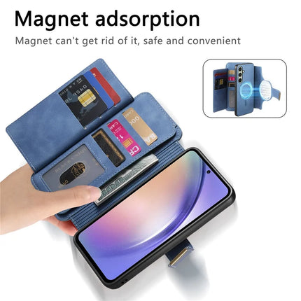 For Samsung Galaxy A05s 4G Magnetic Leather Case with Detachable RFID Blocking Zipper Wallet Cover