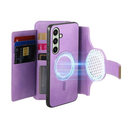 For Samsung Galaxy A05s 4G Magnetic Leather Case with Detachable RFID Blocking Zipper Wallet Cover